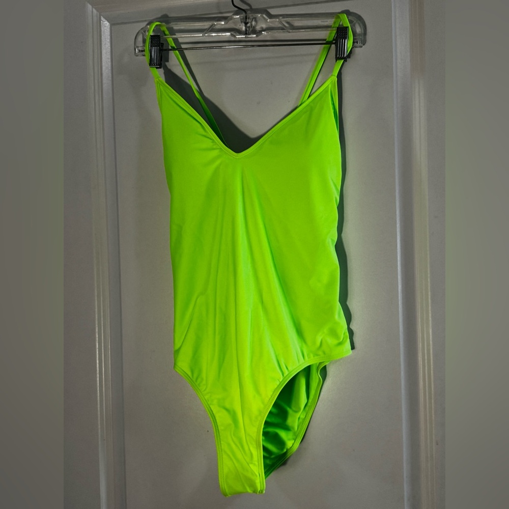 Vibrant Green One Piece Swimsuit with Classic Cut